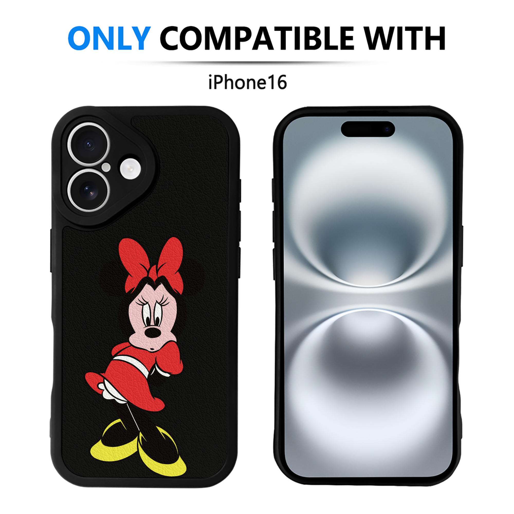 （画像用） ミッキーマウス Mickey Mouse 【iPhone 16シリーズ対応】シリコンスマホケース（レザー調） 材質：シリコン